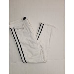 Veronica Beard Jeans 31 Carly 11" Kick Flare Tux Stripe High Rise Stretch White